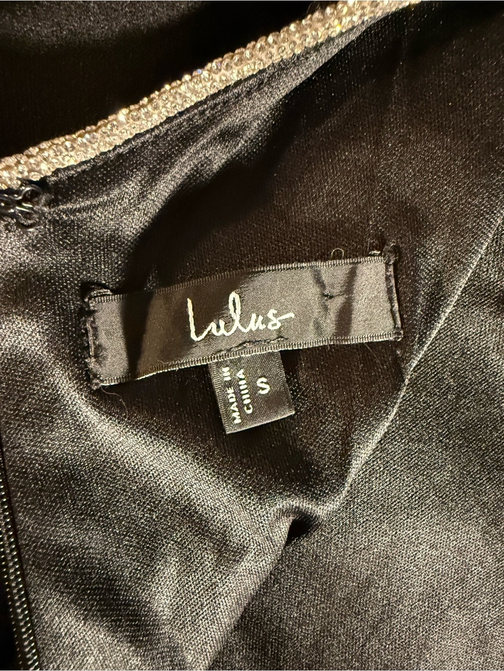 Lulu's Black Maxi Dress with Sparkle neckline Trim - Picture 9 of 11